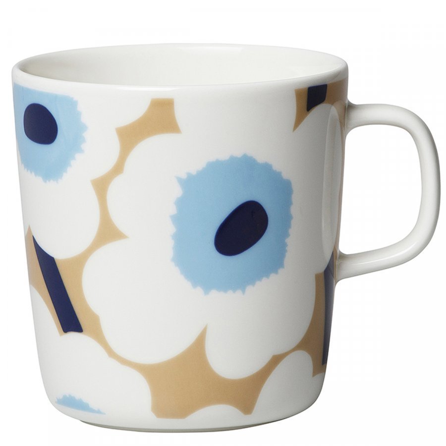 Marimekko Oiva Unikko Muki Beige / Valkoinen / Sininen 4 Dl -  Keittiö